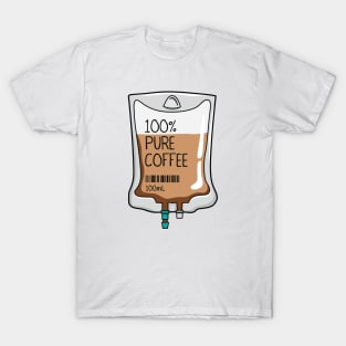 100% Pure Coffee IV Bag for medical and nursing students, nurses, doctors, and health workers who are coffee lovers T-Shirt